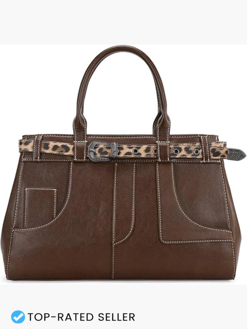 Retro Y2K Handbag Leopard Belt Tote Bag with Crossbody Strap